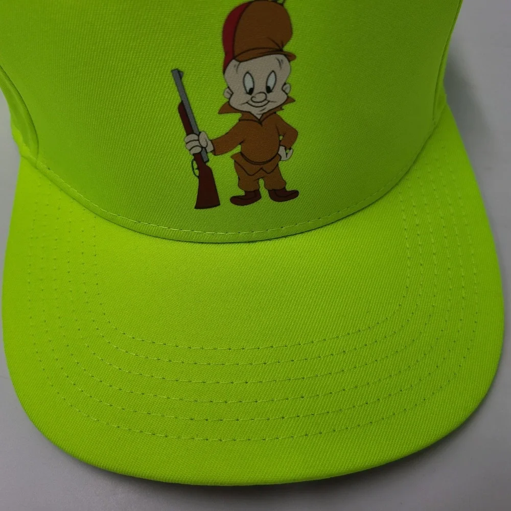 Elmer Fudd Hat Snapback Neon Green Looney Tunes Hunting Logo Cartoon Novelty Men